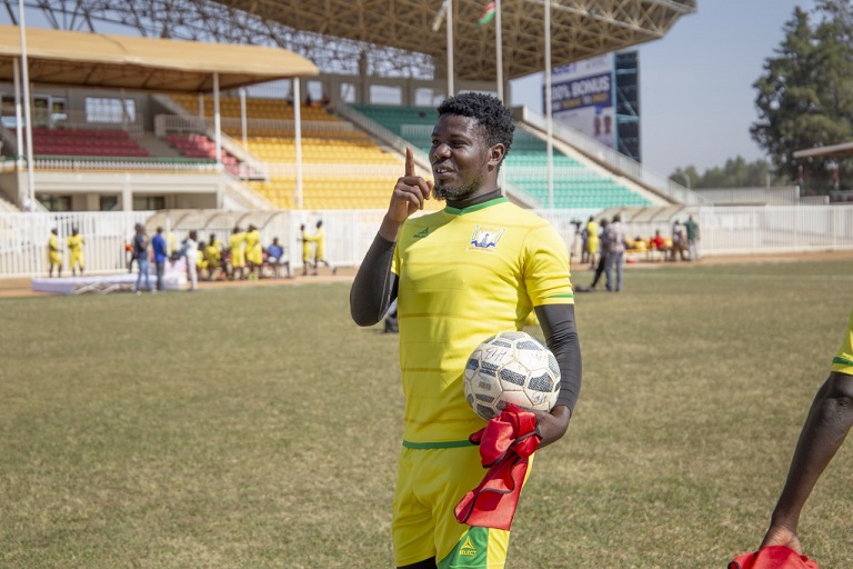   Kakamega Homeboyz FC coach cum player, Allan Wanga during a training session  at Bukhungu Stadium in Kakamega on February 6, 2019.PHOTO/SPN