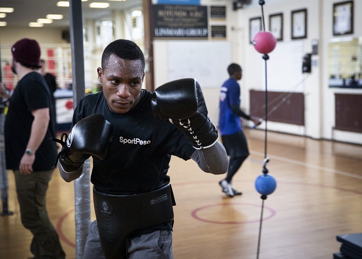 : Tanzania boxing sensation Hassan Mwakinyo steps up training in Liverpool, United Kingdom ahead of his bout at Kenyatta International Convention Centre in Nairobi, Kenya on March 23, 2019. PHOTO/SPN 