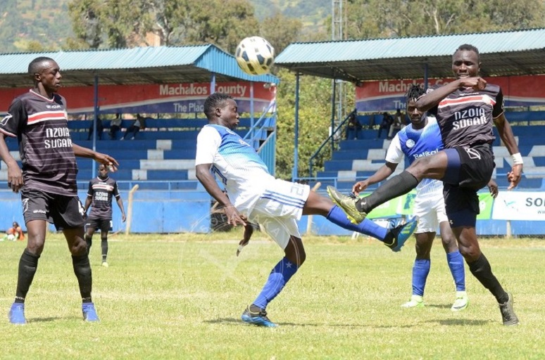 Action between Sofapaka FC and Nzoia Sugar FC (Black jerseys) at Kenyatta Stadium in Machakos on February 7 , 2018.PHOTO/SOFAPAKA FC