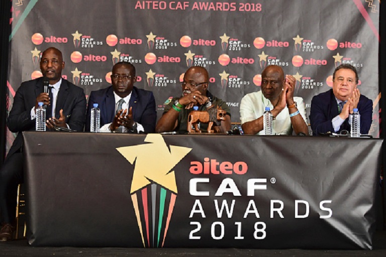  Adjoint Secretary-General of The African Football Federation (CAF) Anthony Baffoe gestures as he addresses a press conference alongside the first vice-president of The African Football Federation (CAF) Amaju Pinnick (C) and second vice-president Omari Selemani (2R), President of Senegalese Football Federation Augustin Senghor (2L) and Hedi Hamel (R) on Goree Island off the coast of Dakar on January 7, 2019.PHOTO/GETTY IMAGES
