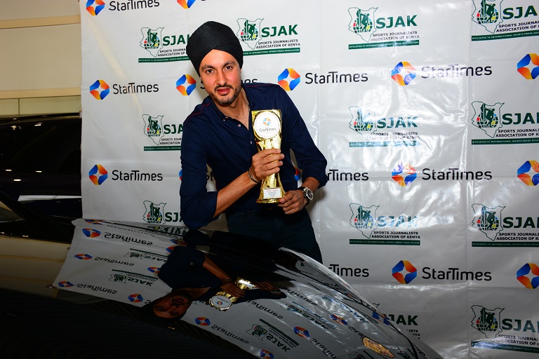  Africa Rally champion Manvir Baryan with his June Sports personality of the month award on September 19, 2018. PHOTO/SPN