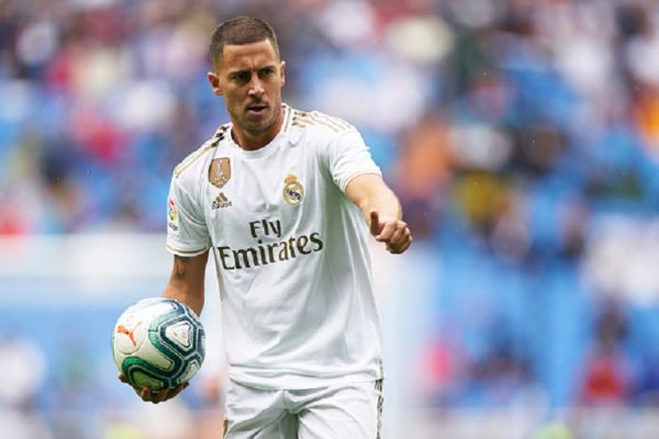  Eden Hazard of Real Madrid reacts during the La Liga match between Real Madrid CF and Levante UD at Estadio Santiago Bernabeu on September 14, 2019 in Madrid, Spain. PHOTO/GETTY IMAGES