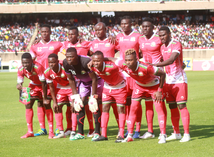  Harambee Stars players pose for a team photo prior to their Africa Cup of Nations qualifier against Ethiopia at the MISC Kasarani in October 2018.PHOTO/FKF