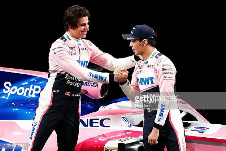  In this handout from Sportpesa Racing Point F1 Team, ,SportPesa Racing Point F1 Team unveil their new livery with drivers Lance Stroll (l) and Sergio Perez including new title partner, Liverpool, UK-based SportPesa at the Canadian International Motorshow. PHOTO/GettyImages