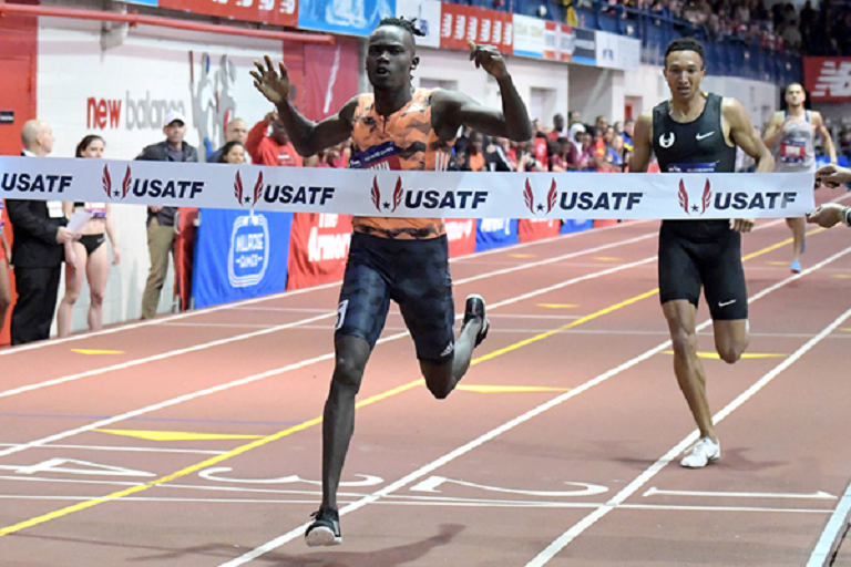 Michael Saruni wins the 800m at the Millrose Games.PHOTO/IAAF