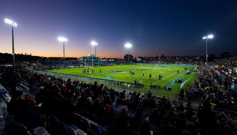 A general view shows Trafalgar Park before the Rugby Championship match between the New Zealand All Blacks and Argentina in Nelson on September 8, 2018. PHOTO/AFP
