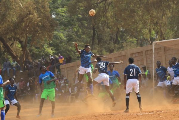 Action between Umeme Bees and Nyoi FC at the ongoing 2019 Kothbiro football tourament at Ziwani Grounds in Nairobi on July 25, 2019. PHOTO/ SPN