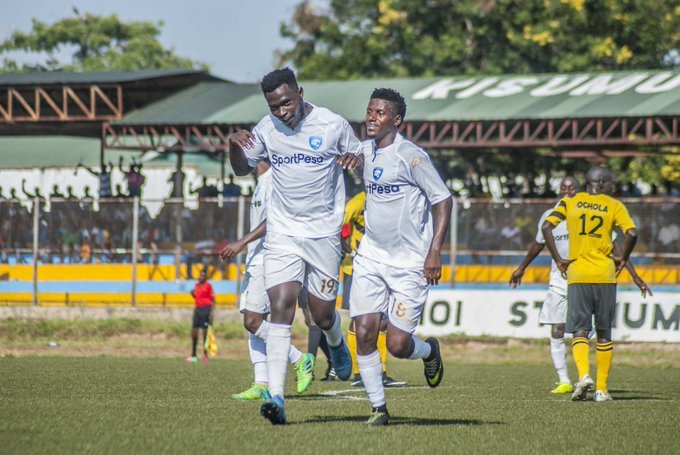 AFC Leopards SC players celebrate scoring in a SportPesa Premier League match. PHOTO/AFC Leopards SC