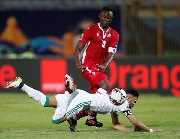 Algeria's Riyad Mahrez in action with Kenya's Victor Wanyama. PHOTO | Alamy