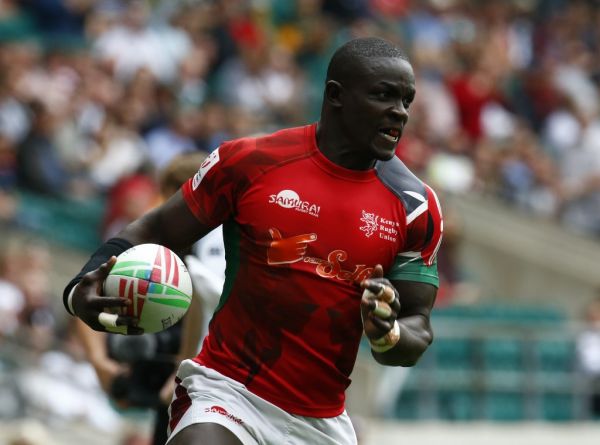 Andrew Amonde of Kenya during The HSBC World Rugby Sevens Series 2019 London 7s Challenge Trophy Quarter Final Match 28 between Kenya and Scotland at Twickenham on 26 May 2019. PHOTO | AFP