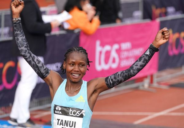 Angela Tanui (KEN) new course record during TCS Amsterdam Marathon 2021 on October 17, 2021 in Amsterdam, Netherlands. PHOTO | Alamy