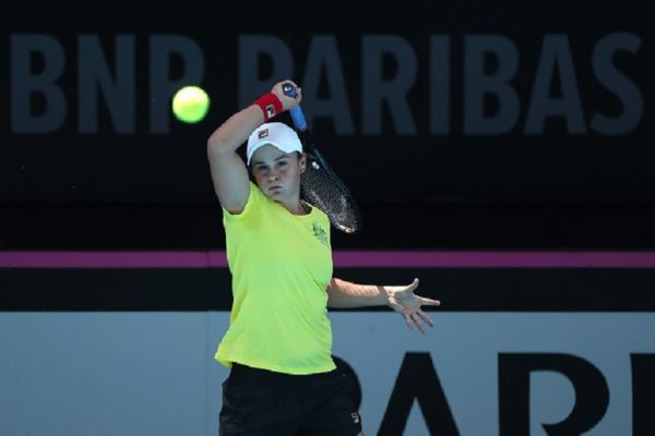 Ash Barty of Australia in action while practicing during the 2019 Fed Cup Final Media Opportunity at RAC Arena on November 07, 2019 in Perth, Australia. PHOTO/ GETTY IMAGES
