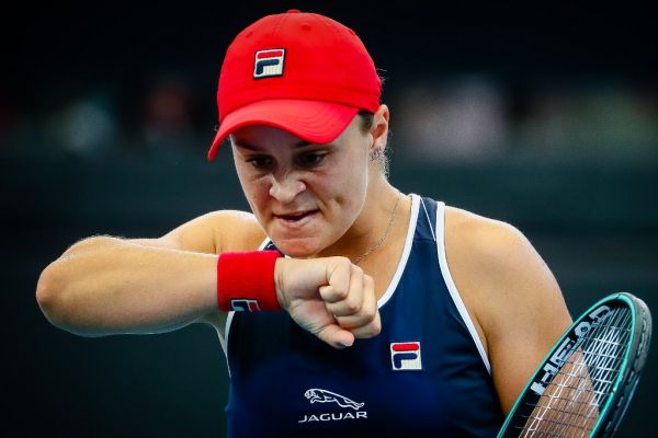 Ashleigh Barty of Australia reacts after a point against Jennifer Brady of the US during their women's singles match at the Brisbane International tennis tournament in Brisbane on January 9, 2020. PHOTO | AFP