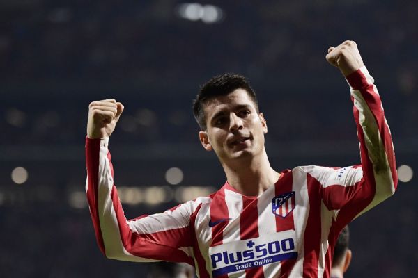 Atletico Madrid's Spanish forward Alvaro Morata celebrates his goal during the Spanish league football match between Club Atletico de Madrid and Athletic Club Bilbao at the Wanda Metropolitano stadium in Madrid on October 26, 2019. PHOTO | AFP