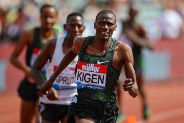 Benjamin KIGEN of Kenya in the Men's 3000m Steeplechase during the Muller Grand Prix 2018, Diamond League, at Alexander Stadium, Birmingham, United Kingdom, on August 18th, 2018. PHOTO/ AFP