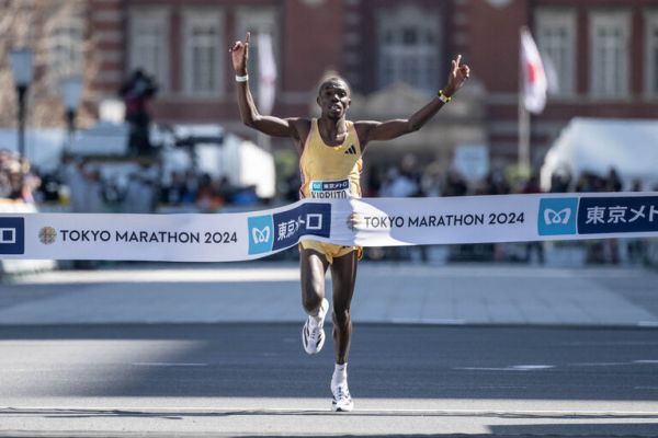 Benson Kipruto winning the 2024 Tokyo Marathon. PHOTO| AFP