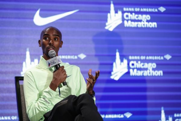 British distance runner Mo Farah speaks at the Elite Athlete Press Conference for the Chicago Marathon, on October 11 2019 in Chicago, Illinois. PHOTO | AFP
