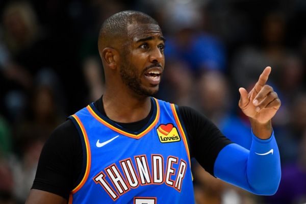 Chris Paul #3 of the Oklahoma City Thunder looks on during an opening night game against the Oklahoma City Thunder at Vivint Smart Home Arena on October 23, 2019 in Salt Lake City, Utah. PHOTO | AFP