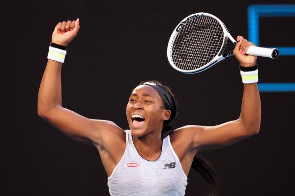 Coco Gauff of the US celebrates after victory against Japan's Naomi Osaka during their women's singles match on day five of the Australian Open tennis tournament in Melbourne on January 24, 2020. PHOTO | AFP