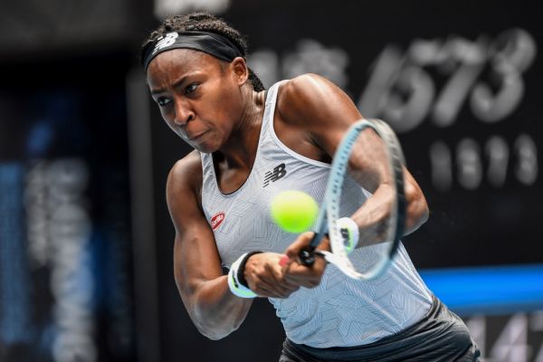 Coco Gauff of the US hits a return against Romania's Sorana Cirstea during their women's singles match on day three of the Australian Open tennis tournament in Melbourne on January 22, 2020. PHOTO | AFP