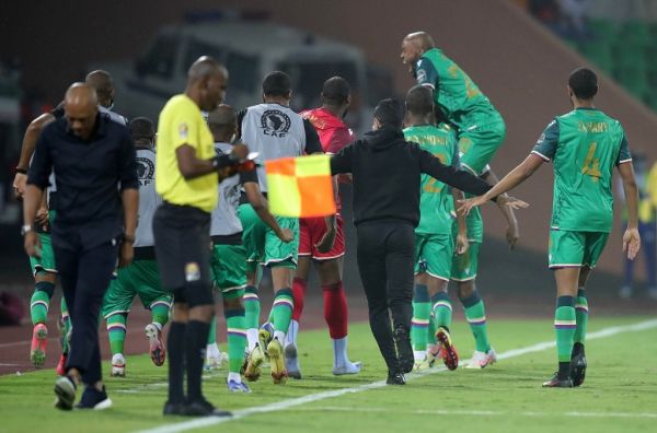 Comoros players celebrate after knocking out four-time winners Ghana from the Africa Cup of Nations. PHOTO | Twitter