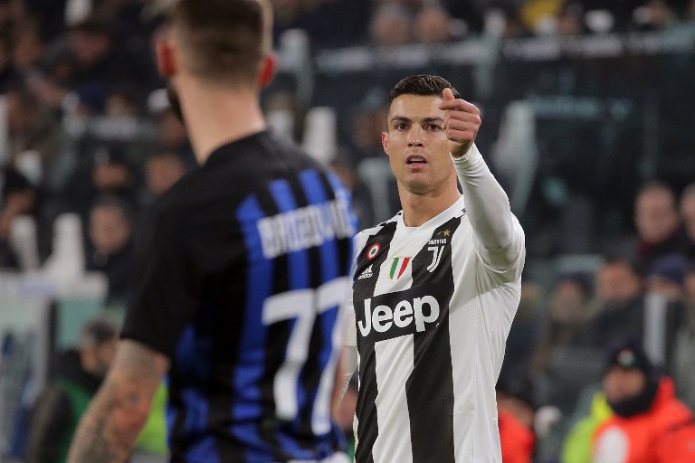 Cristiano Ronaldo of Juventus FC during the serie A match between the champions and FC Internazionale Milano at Allianz Stadium on December 07, 2018 in Turin, Italy. PHOTO/AFP