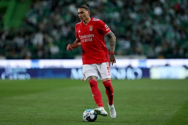 Darwin Nunez of SL Benfica in action during the Portuguese League football match between Sporting CP and SL Benfica at Jose Alvalade stadium in Lisbon, Portugal on April 17, 2022. PHOTO | AFP