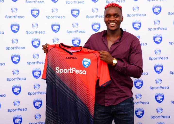 Defender David 'Cheche' Ochieng' during his unveiling as an AFC Leopards SC player on March 11, 2018. PHOTO/AFC Leopards