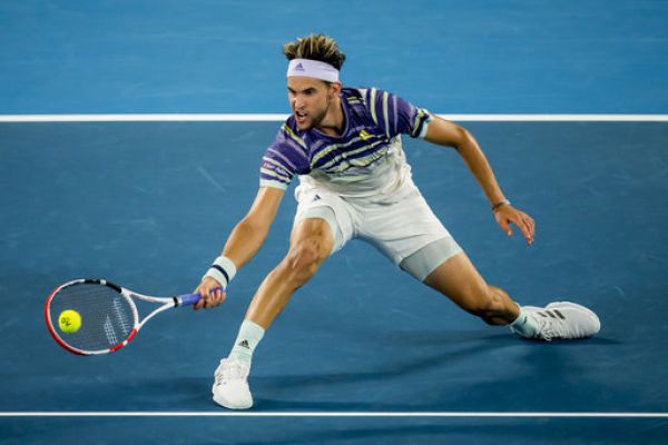 Dominic Thiem of Austria returns the ball during the quarterfinals of the 2020 Australian Open on January 29 2020, at Melbourne Park in Melbourne, Australia. PHOTO | AFP