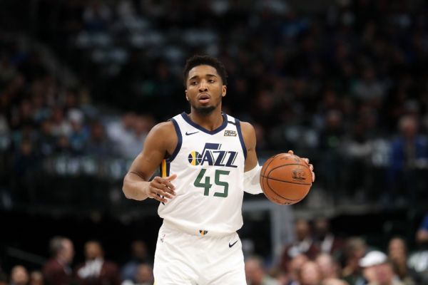 Donovan Mitchell #45 of the Utah Jazz at American Airlines Center on February 10, 2020 in Dallas, Texas. PHOTO | AFP