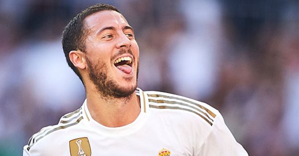Eden Hazard of Real Madrid celebrates scoring his team's second goal during the Liga match between Real Madrid CF and Granada CF at Estadio Santiago Bernabeu on October 05, 2019 in Madrid, Spain. PHOTO/ GETTY IMAGES
