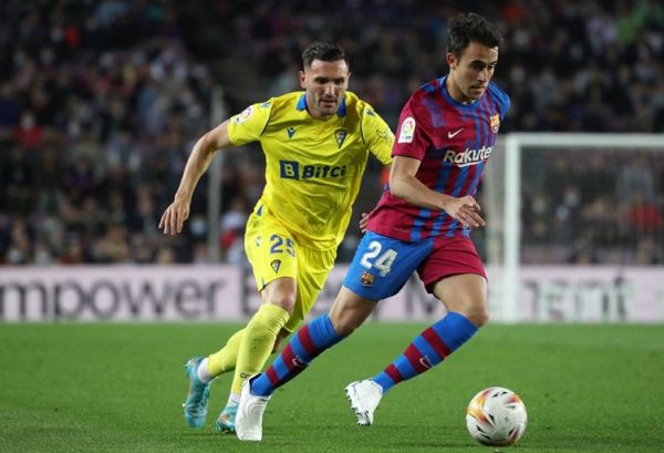 Eric Garcia and Lucas Perez during the match between FC Barcelona and Cadiz CF, corresponding to the week 32 of the Liga Santander, played at the Camp Nou Stadium, in Barcelona, on 18th April 2022. PHOTO | AFP