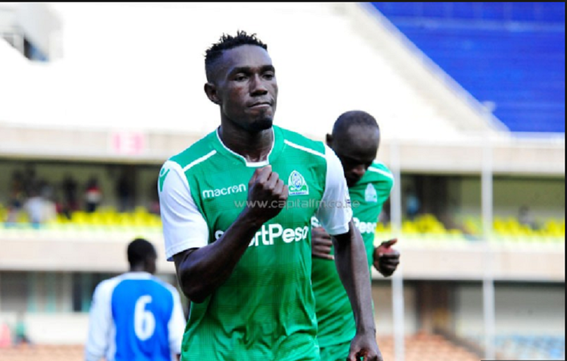 Erisa Ssekisambu celebrates after scoring one of his goals against Mt. Kenya United FC on Wednesday, January, 16, 2019. Gor Mahia won the game 4-1. PHOTO/CapitalFM