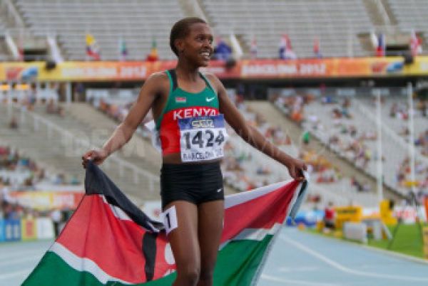 Faith Chepng'etich in action at the Barcelona World Juniors. PHOTO/File