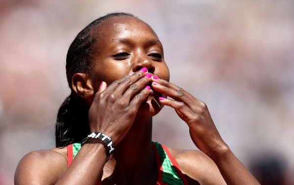 Faith Kipyegon of Kenya reacts after she won the women's 1500m during the Prefontaine Classic at Cobb Track & Angell Field on June 30, 2019 in Stanford, California. PHOTO/AFP