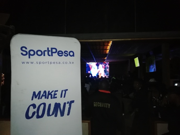 Fans watch the UEFA Champions League quarterfinal matches; Ajax versus Juventus and Manchester United vs Barcelona at Nairobi's Tamasha Restaurant when it hosted the SportPesa activations team on Wednesday, April 10, 2019. PHOTO/SPN