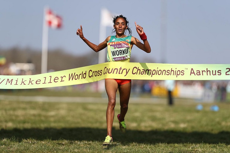 Fantu Worku anchors Ethiopia to gold in the mixed relay at the IAAF/Mikkeller World Cross Country Championships Aarhus 2019. PHOTO/IAAF