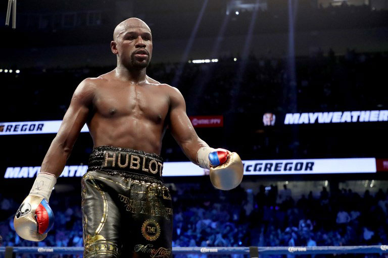 Former world welterweight boxing champion Floyd Mayweather (pictured) insisted Wednesday, October 17, 2018, he plans to fight mixed martial arts star Khabib Nurmagomedov following the Russian's victory over Conor McGregor. PHOTO/AFP