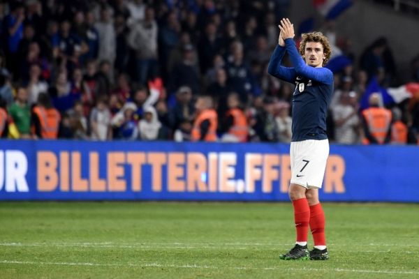 France's forward Antoine Griezmann celebrates at the end of the friendly match between France and Bolivia at La Beaujoire stadium in Nantes, Western France on June 2, 2019. PHOTO | AFP