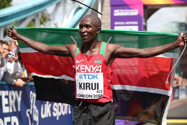 Geoffrey Kipkorir Kirui of Kenya celebrates winning the gold medal in the Men's Marathon during day three of the 16th IAAF World Athletics Championships London 2017 on August 6, 2017 in London, United Kingdom. PHOTO/ GETTY IMAGES