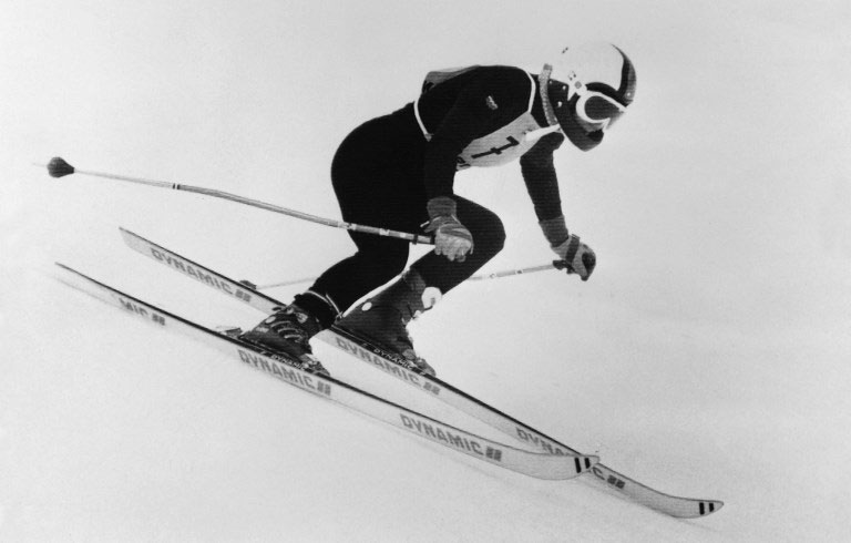 German alpine ski racer Rosi Mittermaier trains, on February 2, 1976 in Axamer Lizum before the opening of the 1976 Winter Olympics Games in Innsbruck. PHOTO/AFP