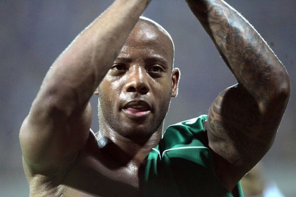 Ghana's Junior Agogo celebrates victory against Nigeria 03 February 2008 in Accra after their quarter-final 2008 African Cup of Nations match. Ghana won 2-1 . PHOTO | AFP