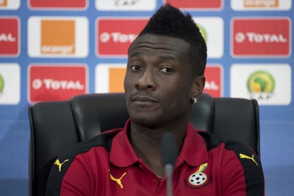 Ghana's national football team captain Asamoah Gyan reacts as he attends a press conference on January 23, 2017, at the Port-Gentil stadium during the 2017 Africa Cup of Nations football tournament in Gabon. PHOTO/AFP 