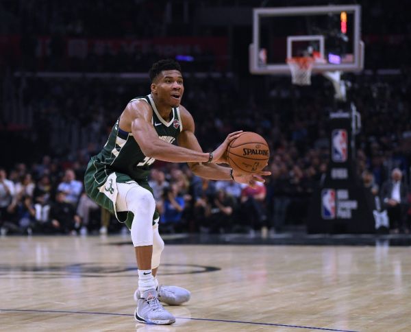 Giannis Antetokounmpo #34 of the Milwaukee Bucks picks up his dribble during a 129-124 Bucks win over the LA Clippers at Staples Center on November 06, 2019 in Los Angeles, California. PHOTO | AFP