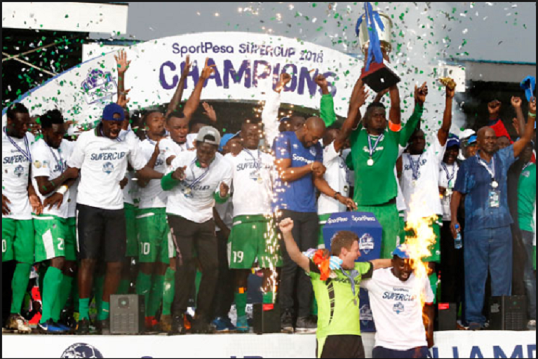 Gor Mahia FC after being crowned 2018 SportPesa Super Cup champions. PHOTO/DailyNation