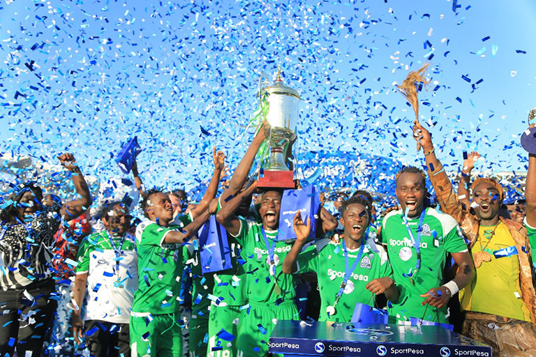 Gor Mahia FC celebrate lifting the 2018 SportPesa Cup on June 10, 2018. PHOTO/File