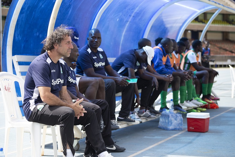 Gor Mahia FC coach Hassan Oktay sits on the technical bench in the 1-1 draw against Mathare United FC at the Kasarani Stadium on Sunday, January 6, 2019. PHOTO/DuncanSirma/SPN
