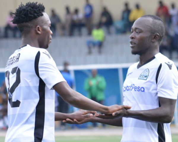 Gor Mahia FC players celebrate scoring against AS Port of Djibouti in their 2019 Cecafa Club Championship clash in Rubavu, Kigali on Wednesday, July 10, 2018. PHOTO/Gor Mahia FC