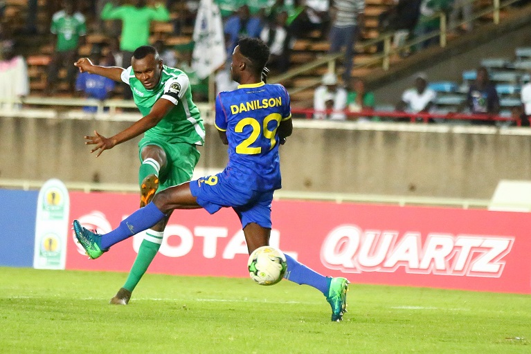 Gor Mahia FC striker Jacques Tuyisenge in action against Petro Atletico de Luanda at the Kasarani Stadium on Sunday, March 17, 2019. Gor Mahia won the game 1-0 to qualify for the CAF Confederations Cup quarterfinals. PHOTO/KellyAyodi