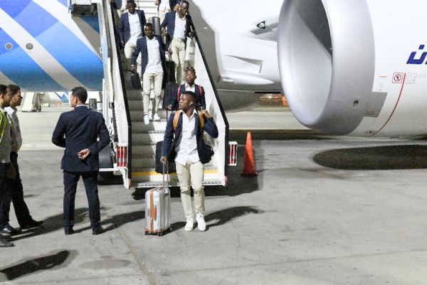 Harambee Stars pictured after touching down at Cairo International Airport on Wednesday, June 19, 2019. PHOTO/Courtesy/FKF